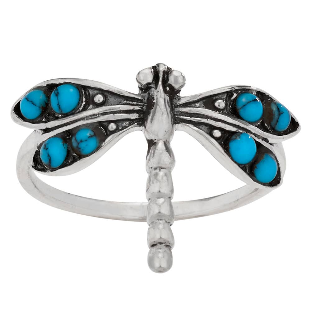 Wings Of Change Sterling Silver and Turquoise Dragonfly Ring