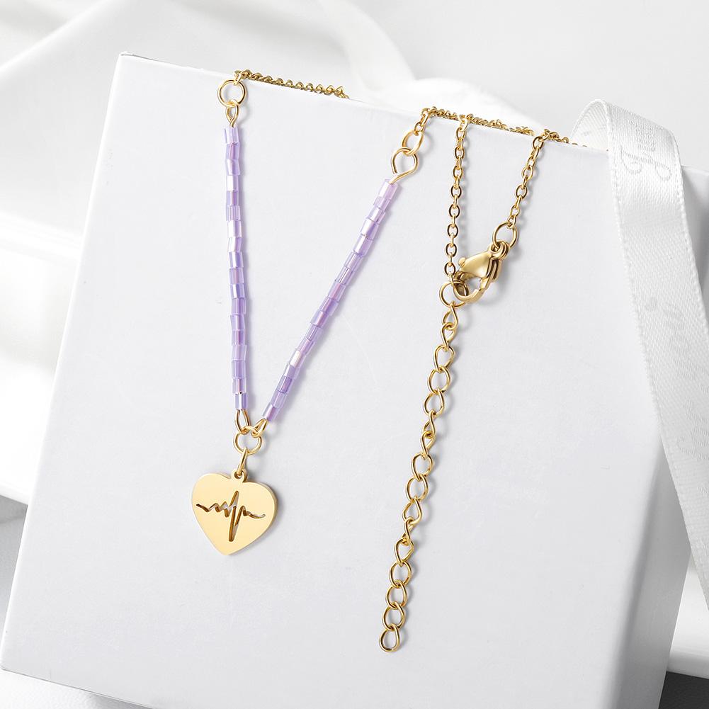 Heartbeat Pendant Necklace Gold Plated Delicate Heart Charm