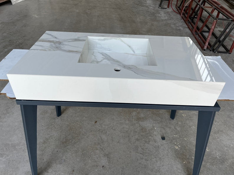 Italian Engineered Porcelain Sink - Calacatta Marble 100x55cm