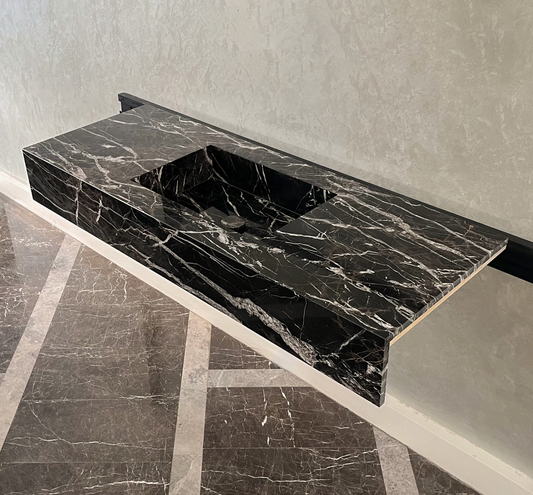 Alexandra Black Marble Vanity Sink - Custom Handcrafted Artisan