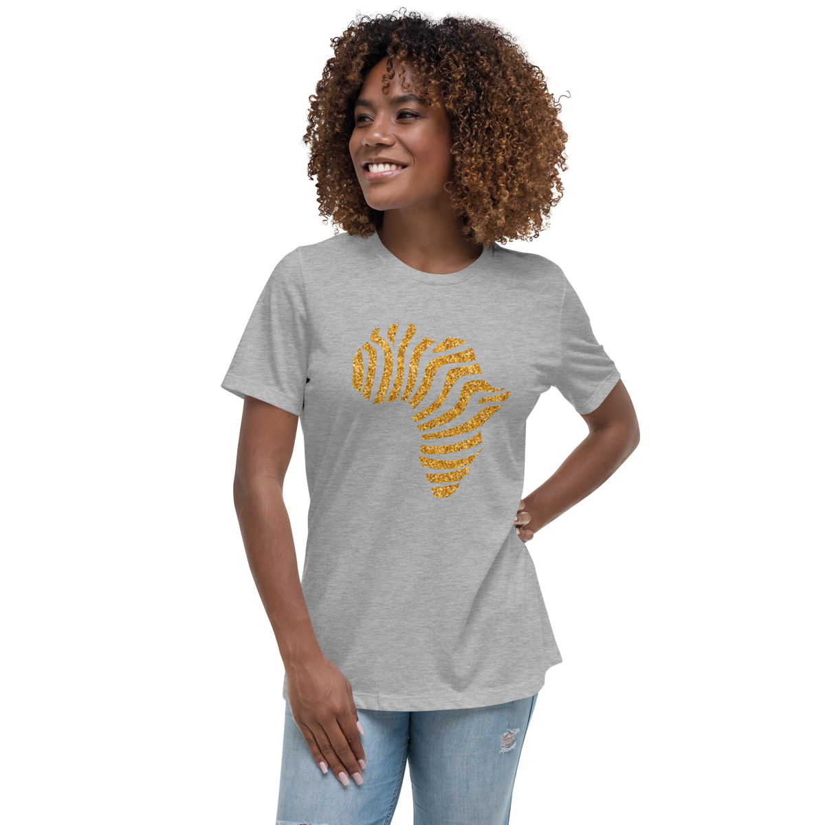 Gold Stripe Africa Tee for Women