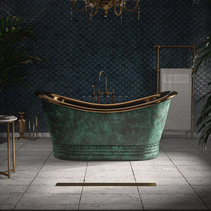 Matte Black Copper Freestanding Bathtub - Contemporary Design
