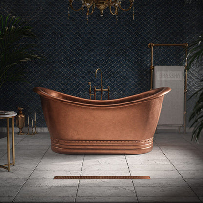 Copper Freestanding Bathtub - Hand-Forged Matte Black Two-Tone