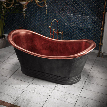 Matte Black Copper Freestanding Bathtub - Hand Crafted Luxury