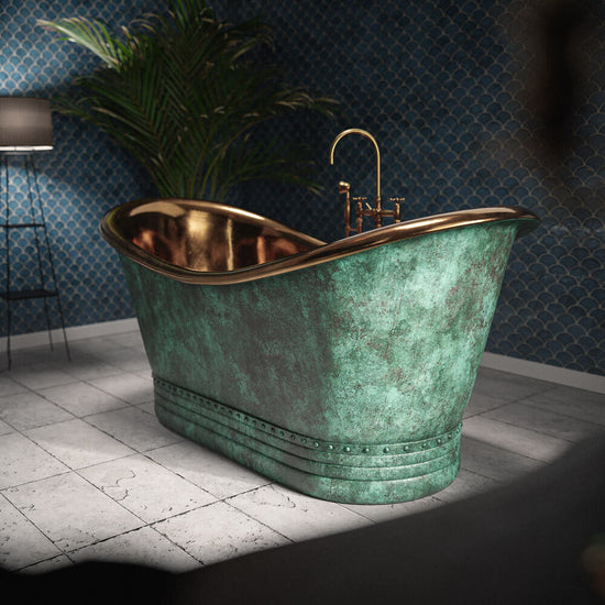 Matte Black Copper Freestanding Bathtub - Contemporary Design