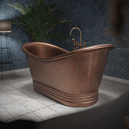Handcrafted Copper Freestanding Bathtub Matte Black Exterior