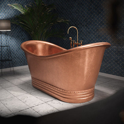 Copper Freestanding Bathtub - Hand-Forged Matte Black Two-Tone