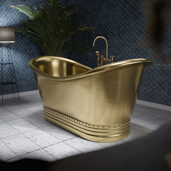 Matte Black and Copper Freestanding Soaking Bathtub - Dual Finish