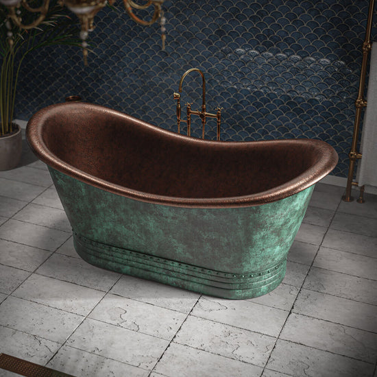 Premium Matte Black Freestanding Bathtub with Hand Forged Radiant Copper Interior