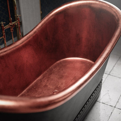 Matte Black Copper Freestanding Bathtub - Hand Crafted Luxury