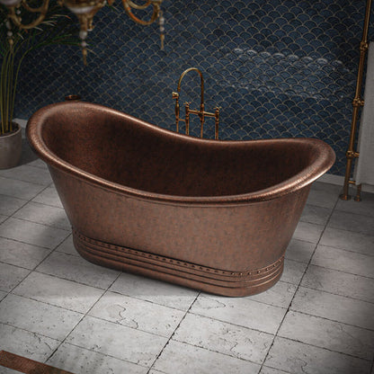 Handcrafted Copper Freestanding Bathtub Matte Black Exterior
