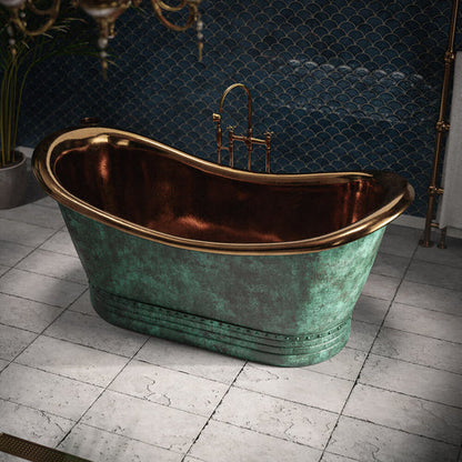Matte Black Copper Freestanding Bathtub - Contemporary Design