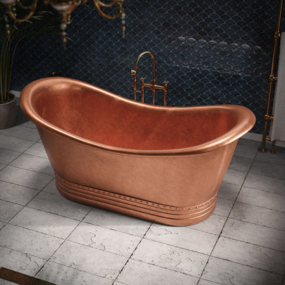 Copper Freestanding Bathtub - Hand-Forged Matte Black Two-Tone