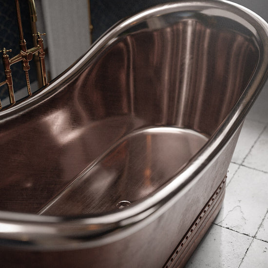 Copper Freestanding Bathtub - Matte Black Exterior Copper Interior