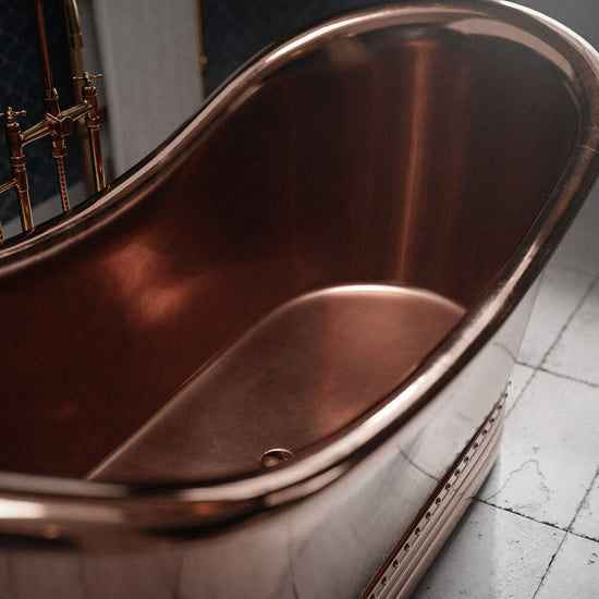 Matte Black Copper Freestanding Bathtub - Contemporary Style