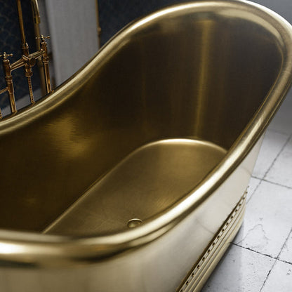 Matte Black and Copper Freestanding Soaking Bathtub - Dual Finish