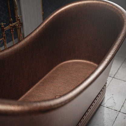 Handcrafted Copper Freestanding Bathtub Matte Black Exterior