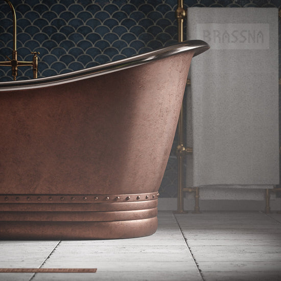 Copper Freestanding Bathtub - Matte Black Exterior Copper Interior