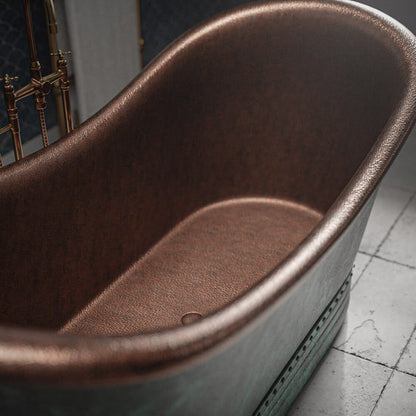 Premium Matte Black Freestanding Bathtub with Hand Forged Radiant Copper Interior