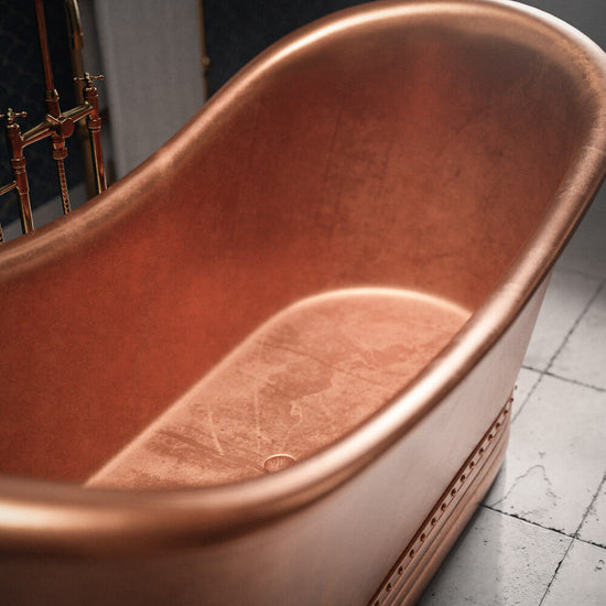 Copper Freestanding Bathtub - Hand-Forged Matte Black Two-Tone