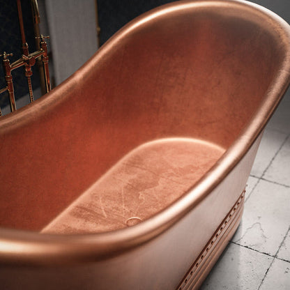 Copper Freestanding Bathtub - Hand-Forged Matte Black Two-Tone