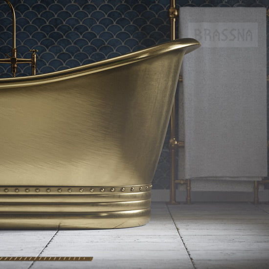 Matte Black and Copper Freestanding Soaking Bathtub - Dual Finish