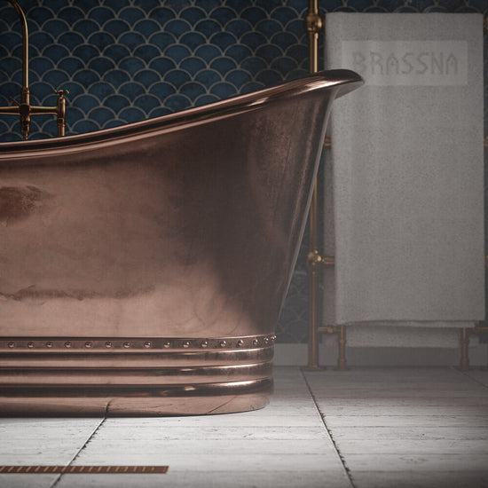 Matte Black Copper Freestanding Bathtub - Contemporary Style
