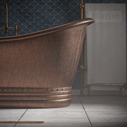 Handcrafted Copper Freestanding Bathtub Matte Black Exterior