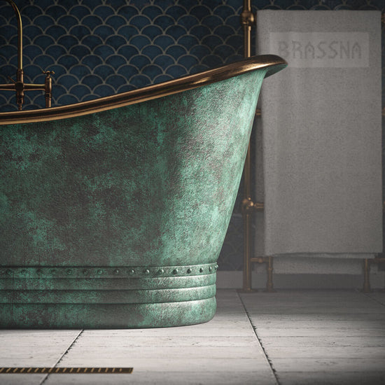 Matte Black Copper Freestanding Bathtub - Contemporary Design