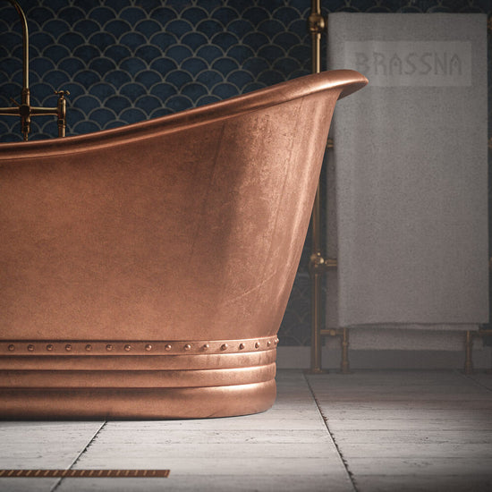 Copper Freestanding Bathtub - Hand-Forged Matte Black Two-Tone