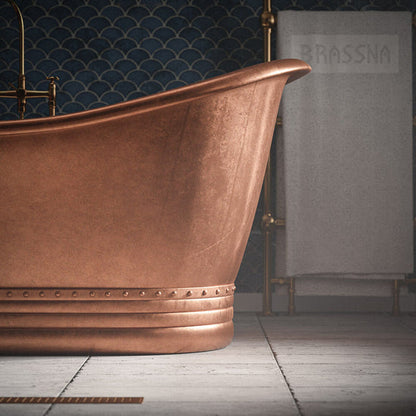 Copper Freestanding Bathtub - Hand-Forged Matte Black Two-Tone