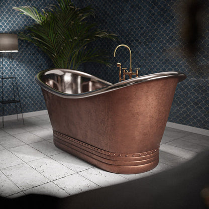 Copper Freestanding Bathtub - Matte Black Exterior Copper Interior