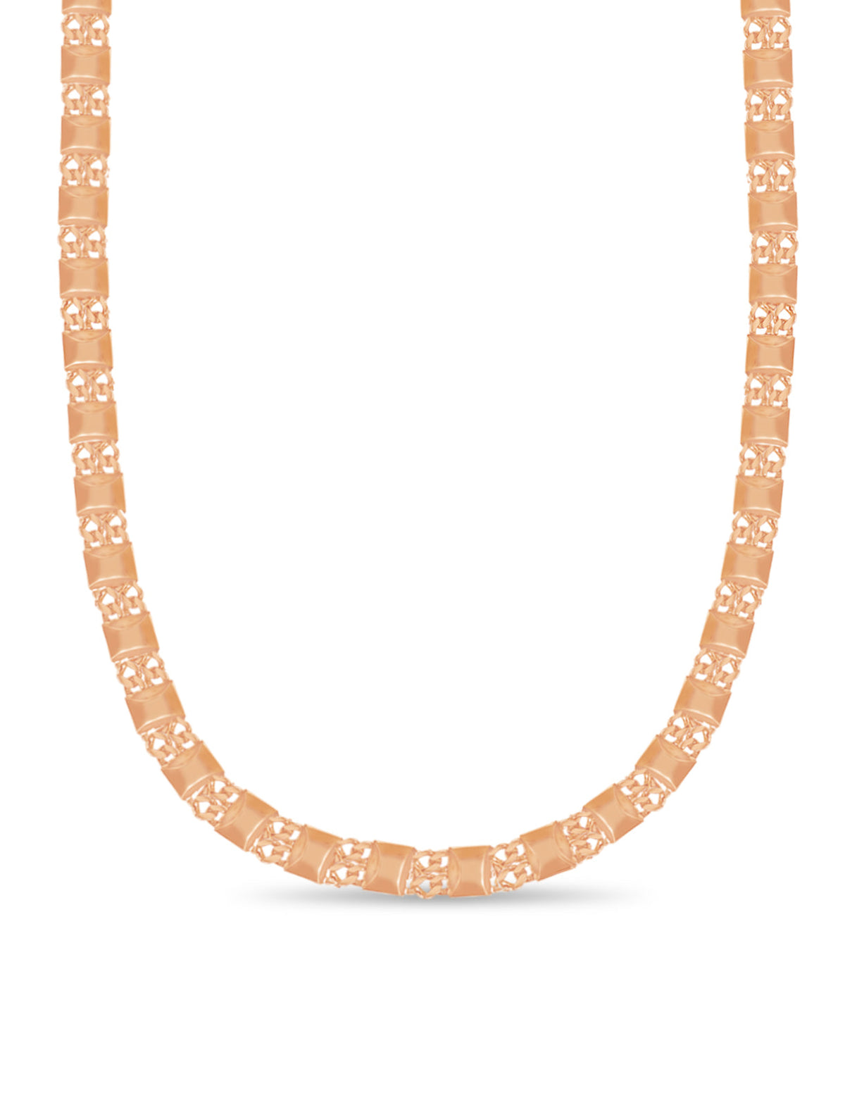 Curb & Bar Solid White/Yellow/Rose Gold Handmade Necklace , 17mm, 16-30 Inch