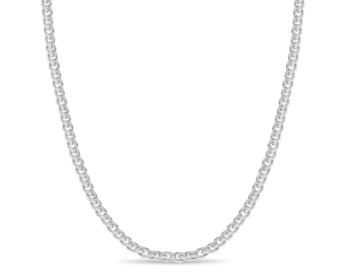 Curb Solid White/Yellow/Rose Gold Handmade Necklace , 11mm, 16-30 Inch
