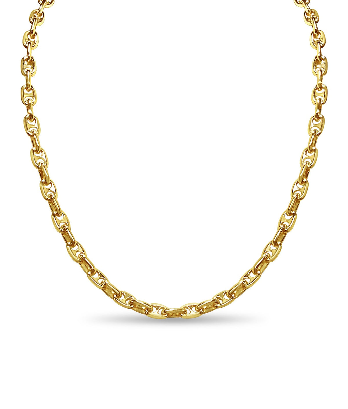 Anchor Mariner Solid White/Yellow/Rose Gold Handmade Necklace , 5mm, 16-30 Inch