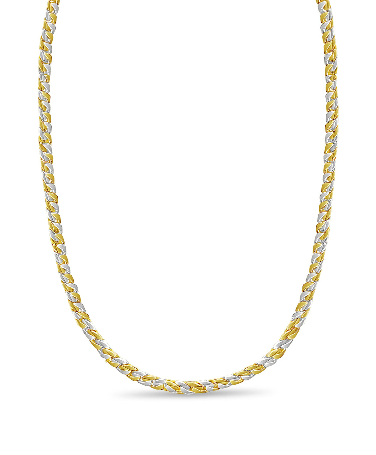 Curb Solid White/Yellow/Rose Gold Handmade Necklace , 9mm, 16-30 Inch