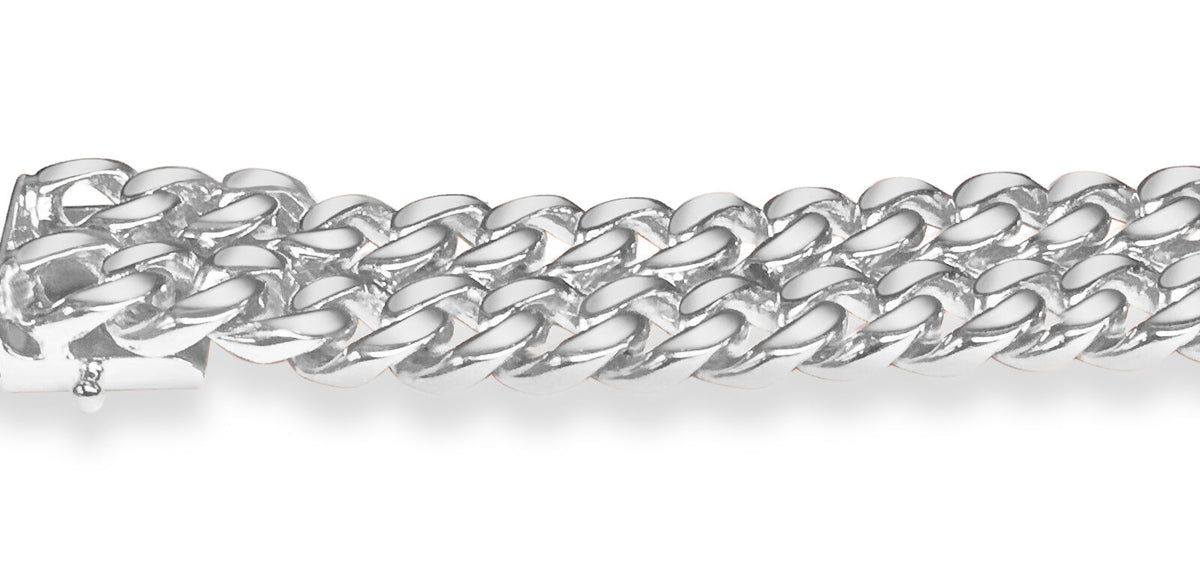 ID Curb Solid White/Yellow/Rose Gold Handmade Bracelet , 16mm, 6.5-10 Inch