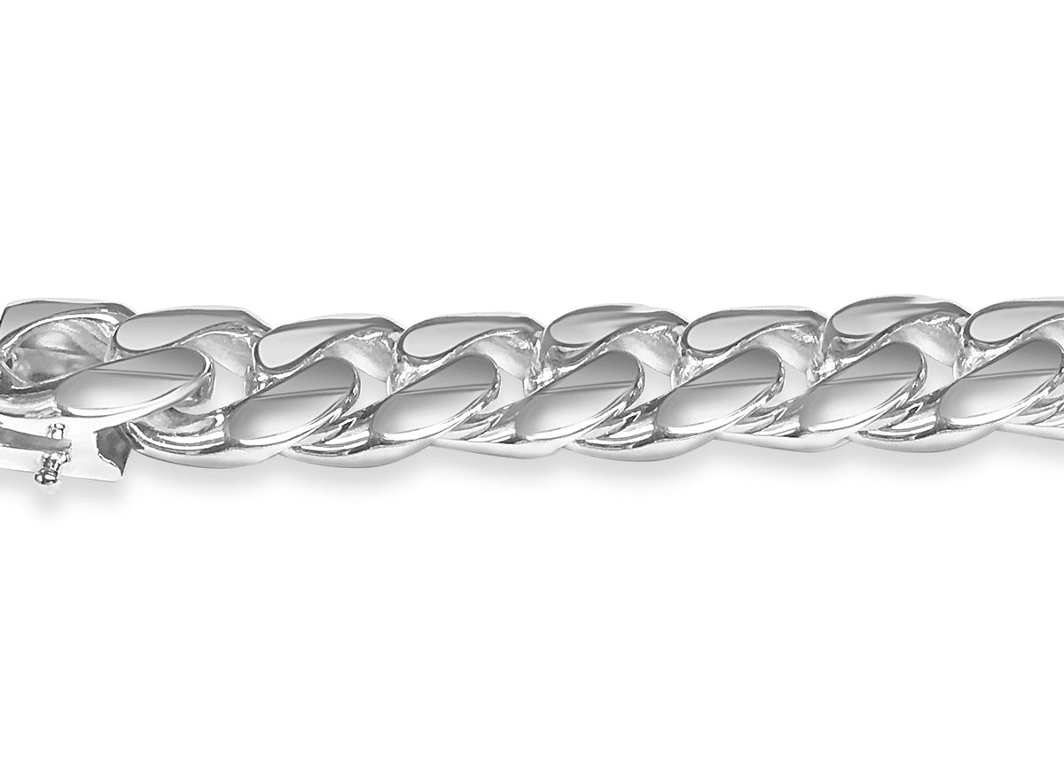 Curb Solid White/Yellow/Rose Gold Handmade Necklace , 13mm, 16-30 Inch