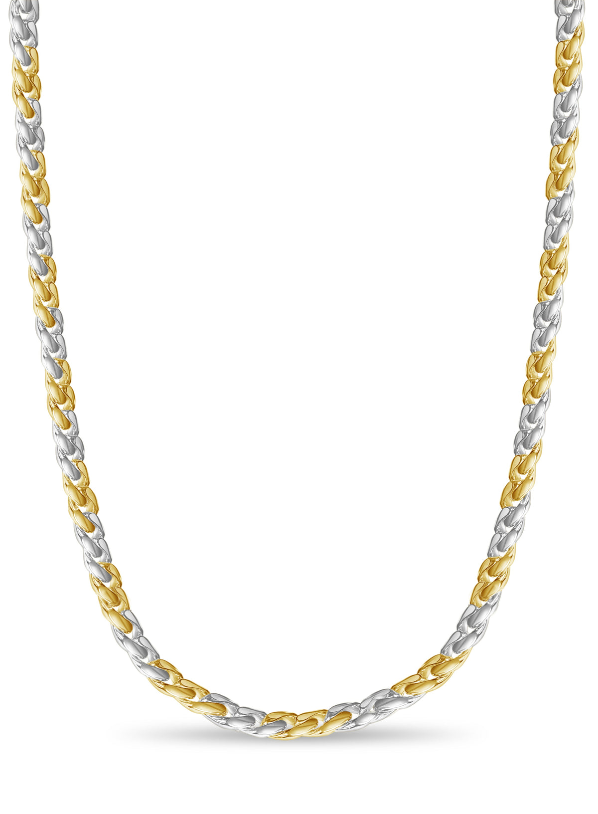 Curb Solid White/Yellow/Rose Gold Handmade Necklace , 13mm, 16-30 Inch