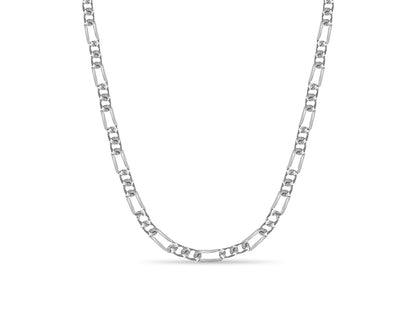Figaro Solid White/Yellow/Rose Gold Handmade Necklace , 7mm, 16-30 Inch