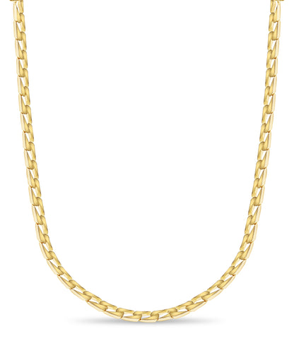 Curb Solid White/Yellow/Rose Gold Handmade Necklace , 9mm, 16-30 Inch