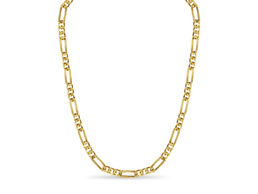 Figaro Solid White/Yellow/Rose Gold Handmade Necklace , 8mm, 16-30 Inch