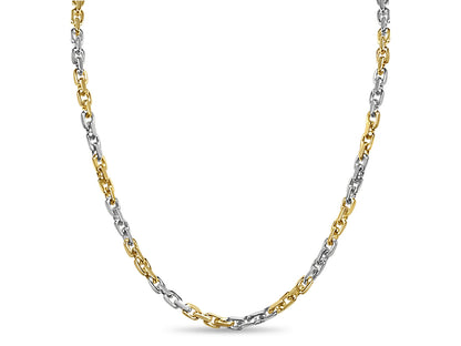 Fancy Rolo Solid White/Yellow/Rose Gold Handmade Necklace , 7mm, 16-30 Inch
