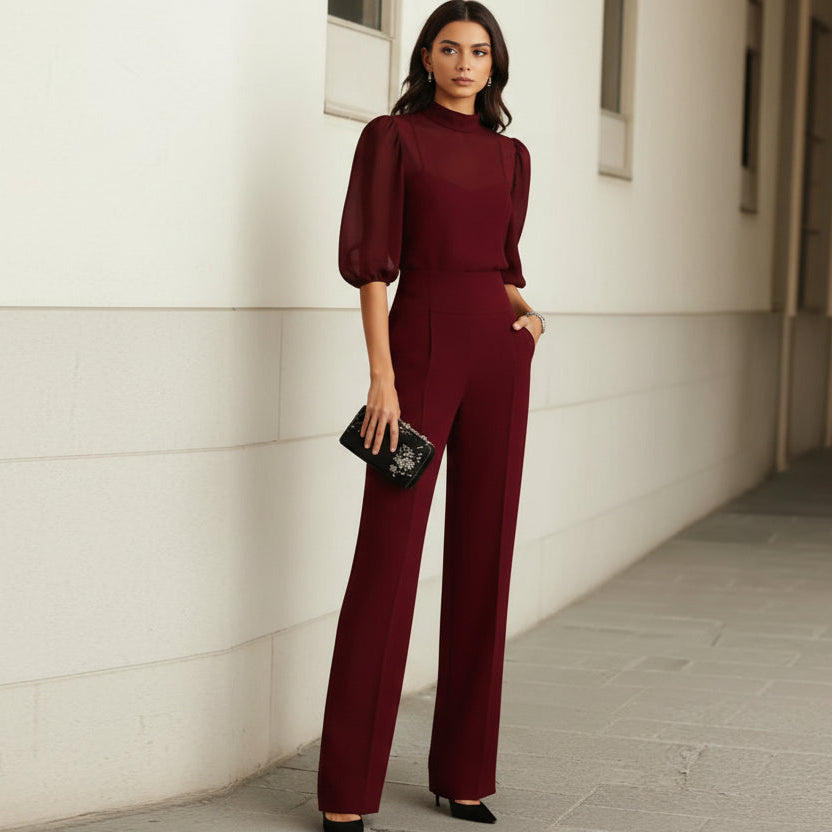 Women's Printed Short-Sleeve Wide-Leg Pants 3-Piece Set