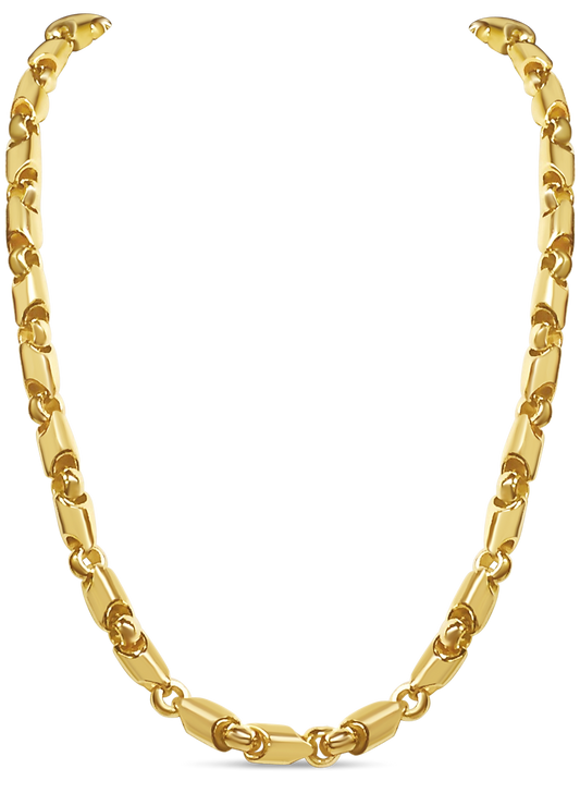 Fancy Tube Solid White/Yellow/Rose Gold Handmade Necklace , 8mm, 16-30 Inch