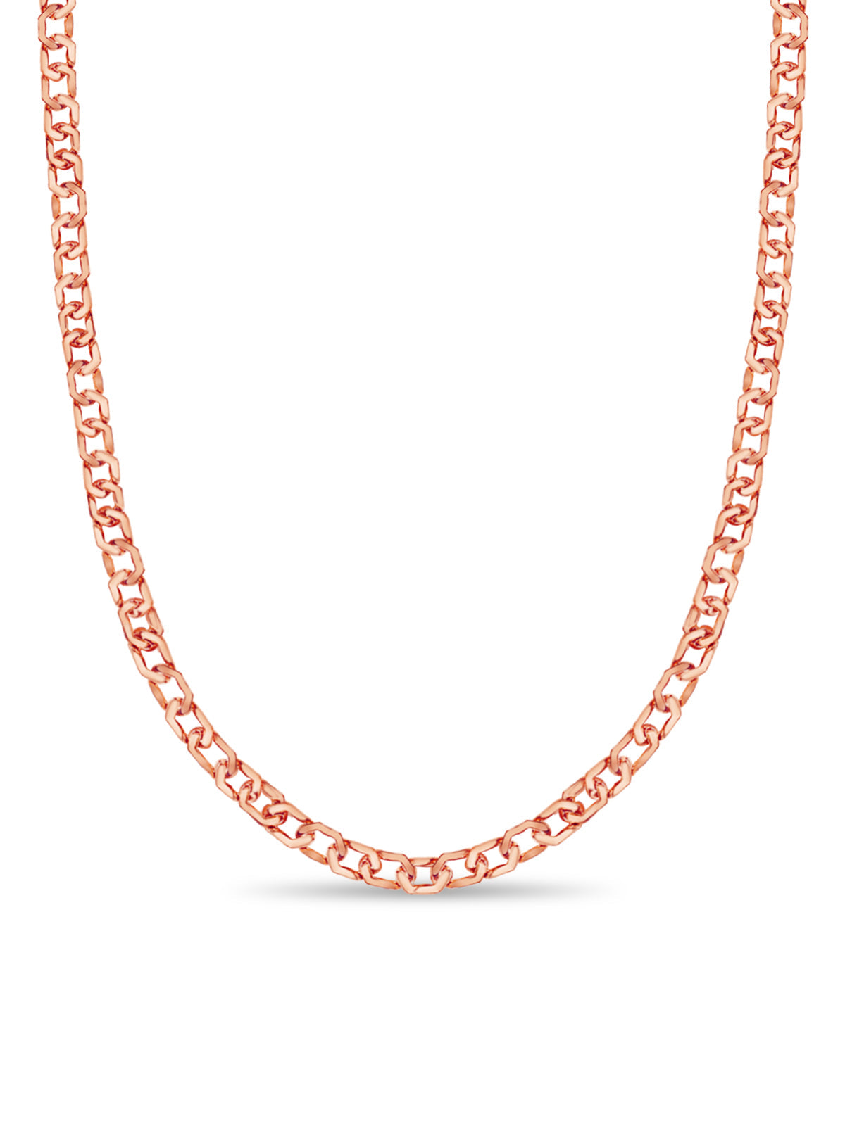 Curb Solid White/Yellow/Rose Gold Handmade Necklace , 11mm, 16-30 Inch