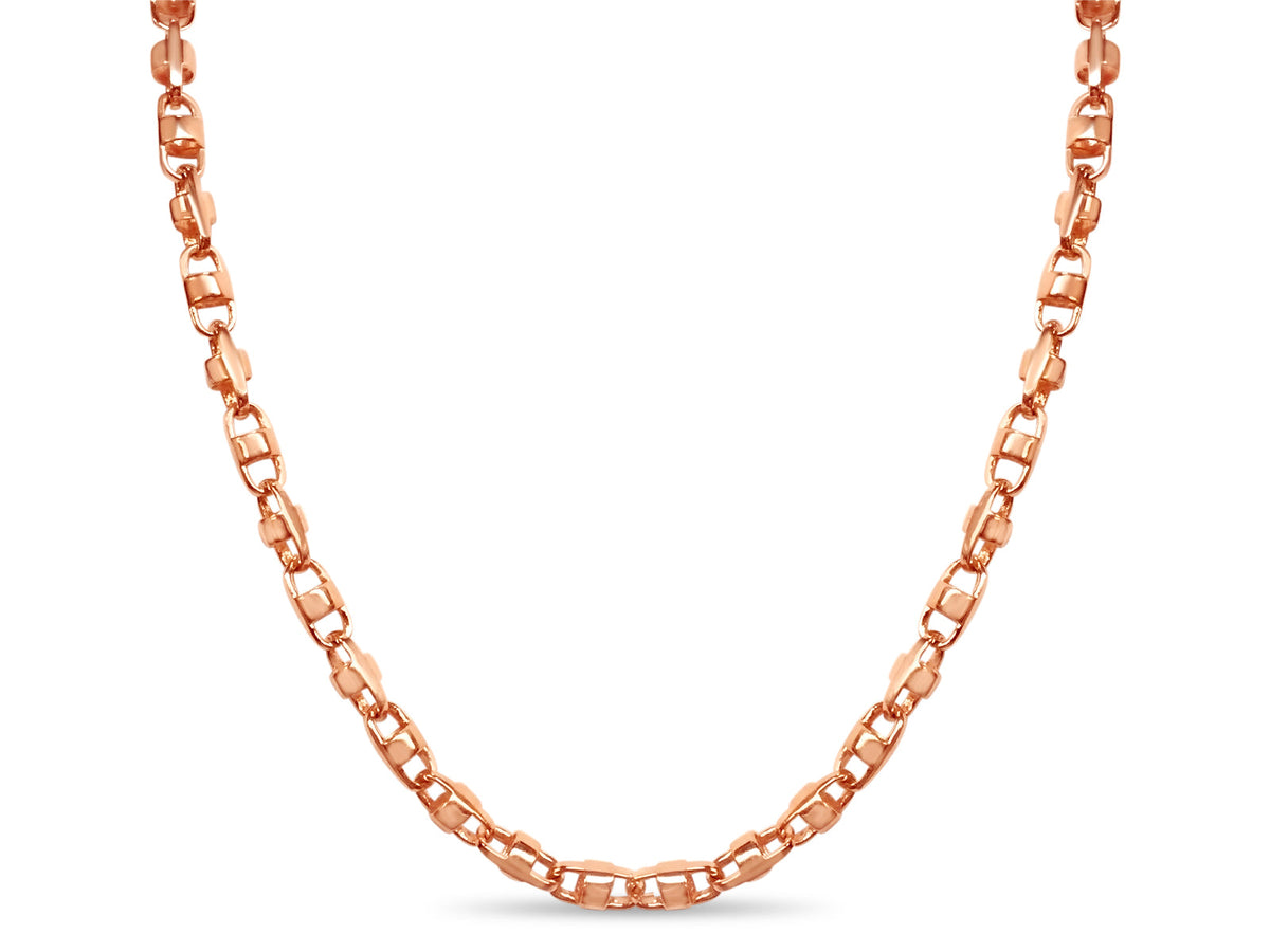 Anchor Mariner Solid White/Yellow/Rose Gold Handmade Necklace , 7mm, 16-30 Inch