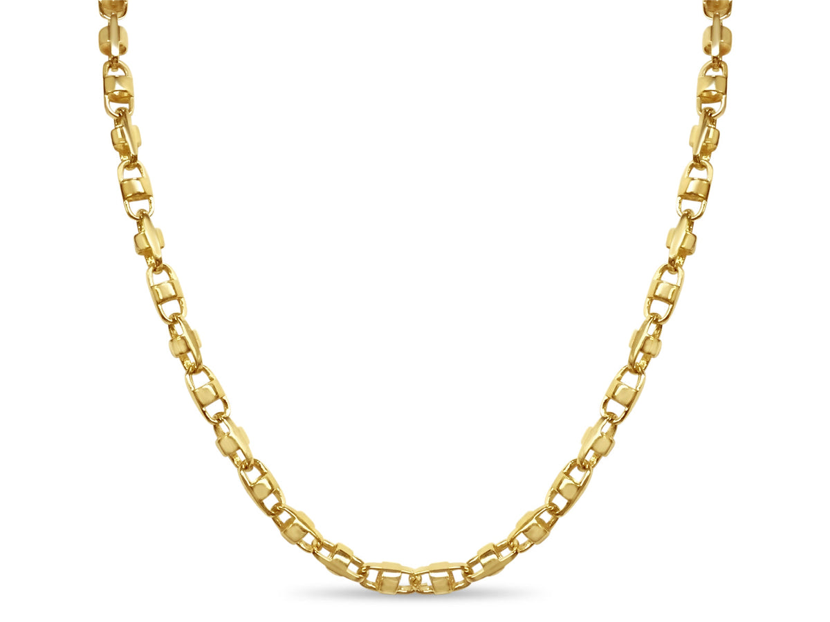 Anchor Mariner Solid White/Yellow/Rose Gold Handmade Necklace , 7mm, 16-30 Inch
