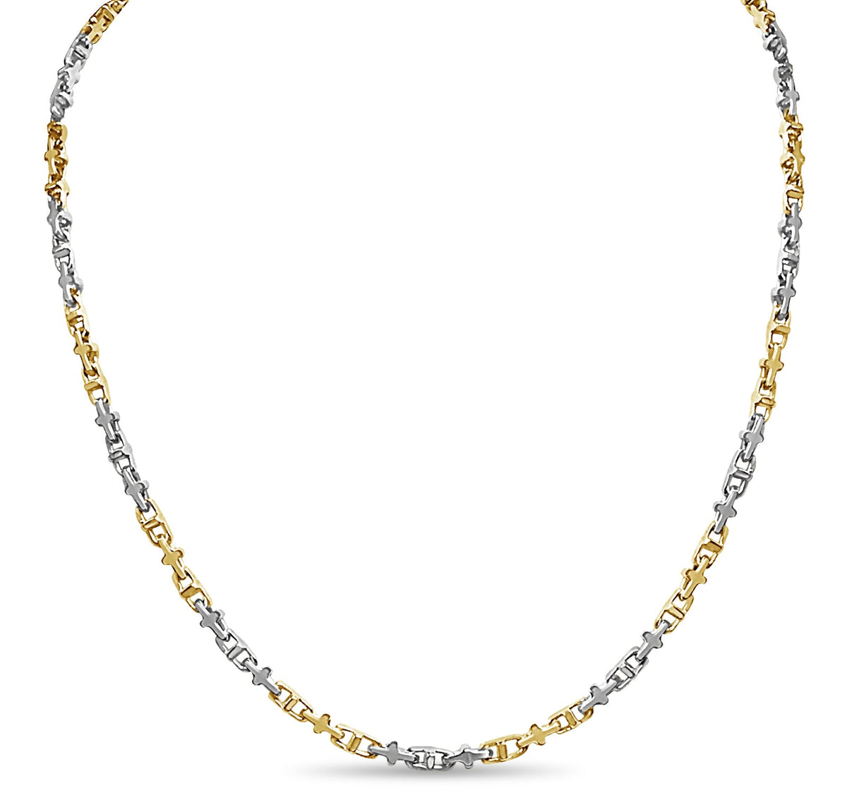 Anchor Mariner Solid White/Yellow/Rose Gold Handmade Necklace , 3mm, 16-30 Inch