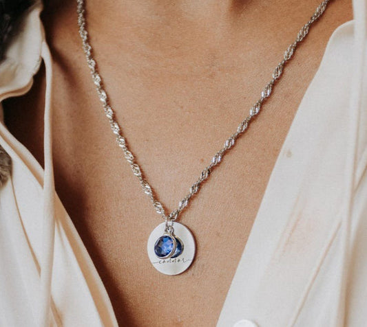 Personalized Round Birthstone Necklace